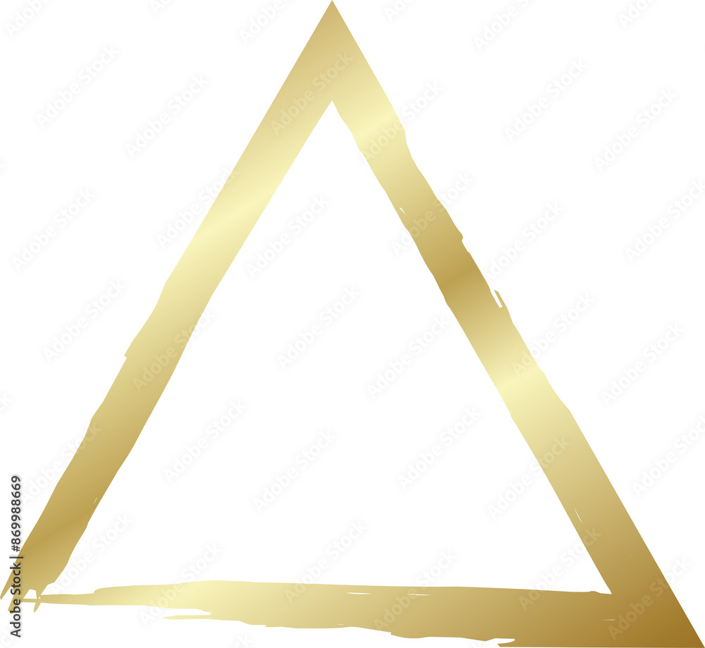 Gold triangle drawn with a brush. Elements for design