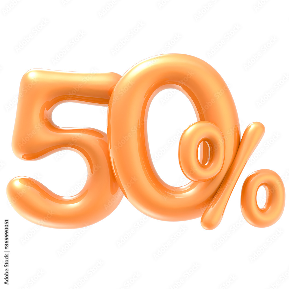 Yellow Number 50 Percent 3D Render Yellow Number 50 Percent 3D Render