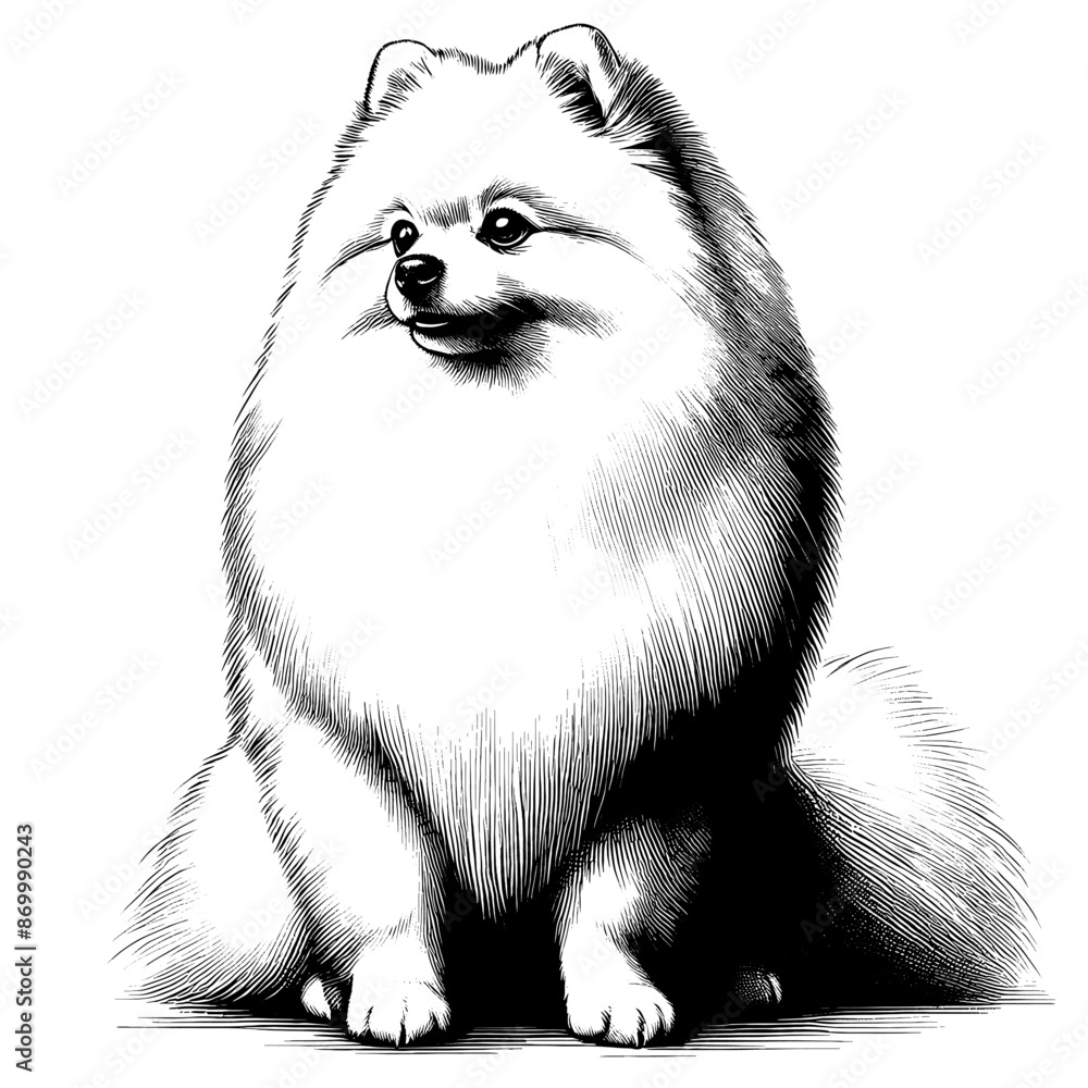Hand drawn Cute Pomeranian dog in full-body, vector sketch isolated on white background. Hand drawn Cute Pomeranian dog in full-body, vector sketch isolated on white background.