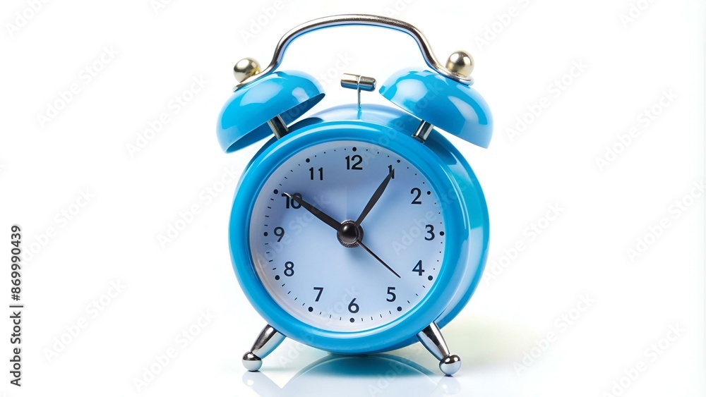 Little blue alarm clock isolated on white. Little blue alarm clock isolated on white.