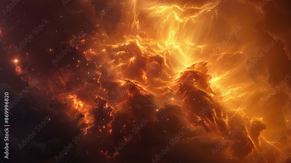 Cosmic Inferno: A Starry Blaze in the Night Sky Cosmic Inferno: A Starry Blaze in the Night Sky