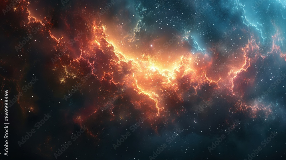Fototapeta premium Cosmic Nebula: A Symphony of Fire and Ice