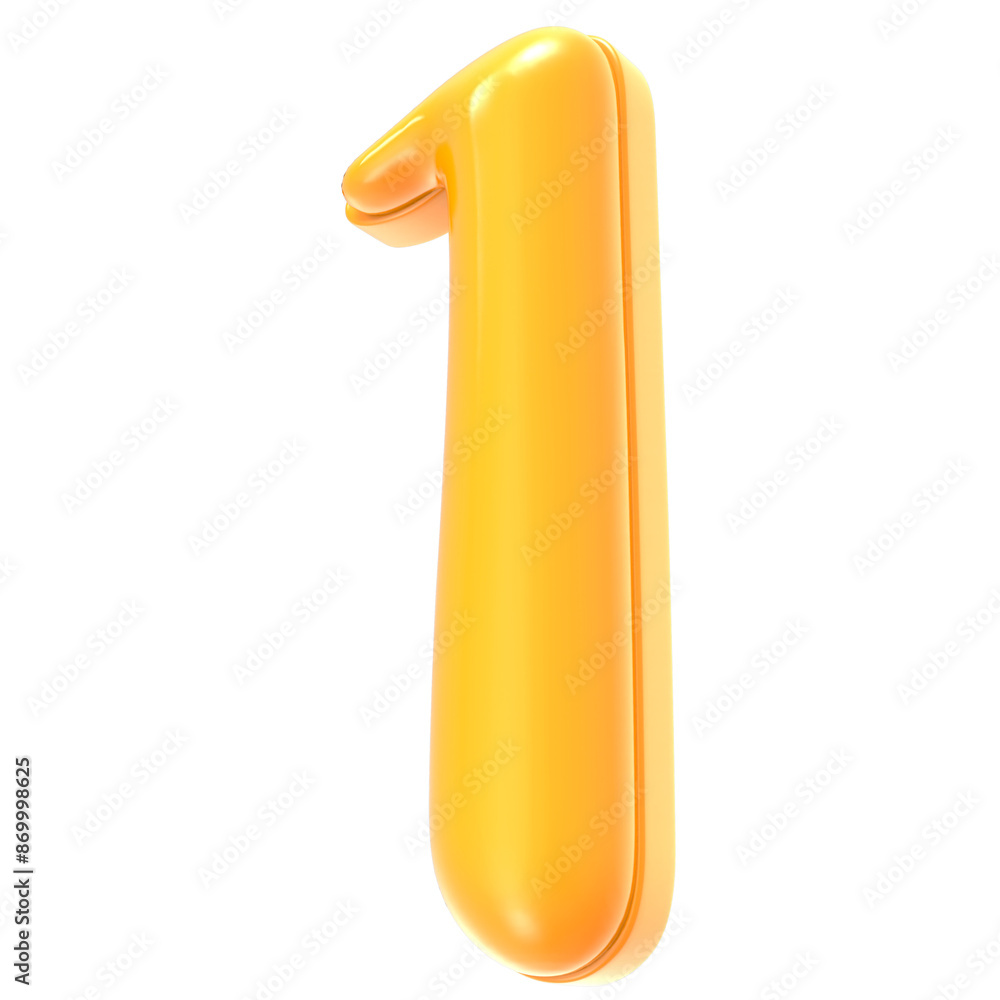 1 Number Yellow 3D Render 1 Number Yellow 3D Render