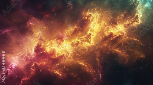 Wallpaper Mural Fiery Nebula in the Vastness of Space Torontodigital.ca