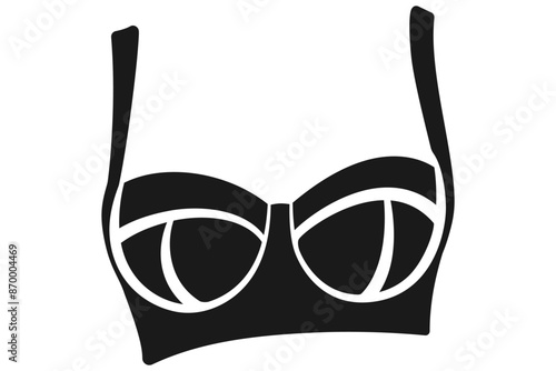 Black bra icon in silhouette vector drawing