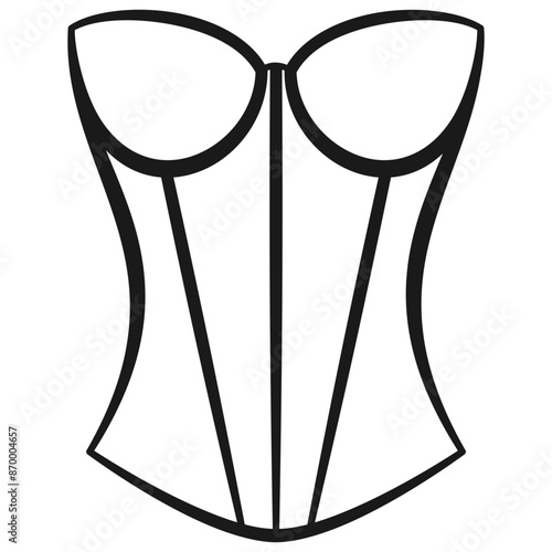 A corset, bodysuit or bodice piece of womens lingerie in line art vector