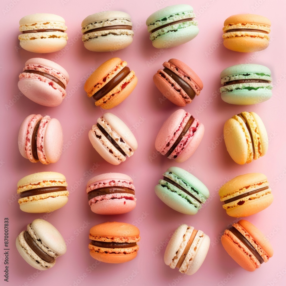 Many macaron on light background or dessert cake macaron. Many macaron on light background or dessert cake macaron.