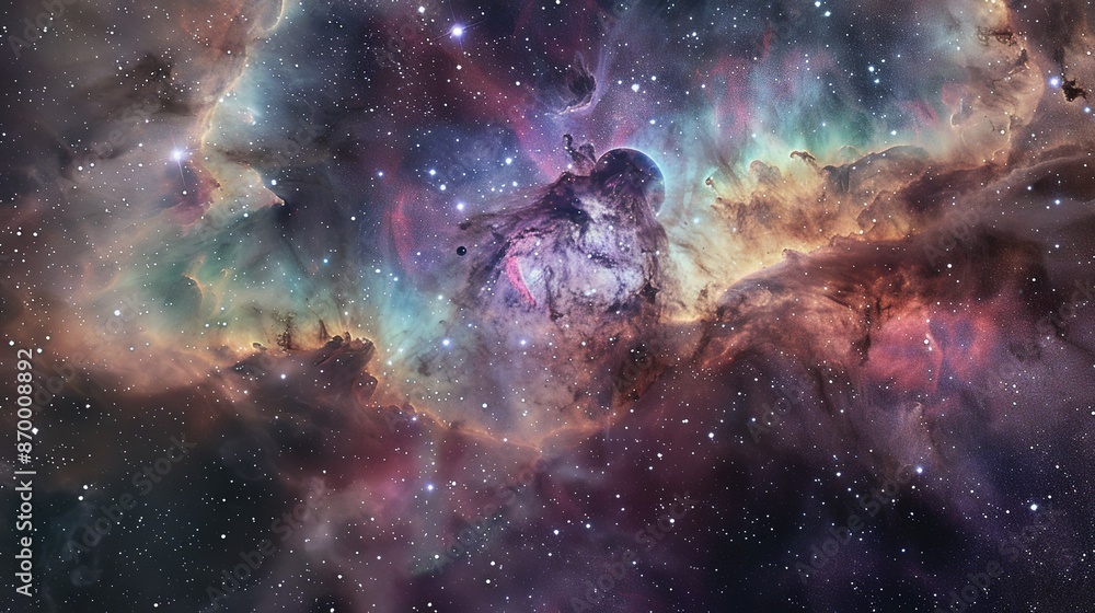 Fototapeta premium Cosmic Nebula with Stars and Gas Clouds