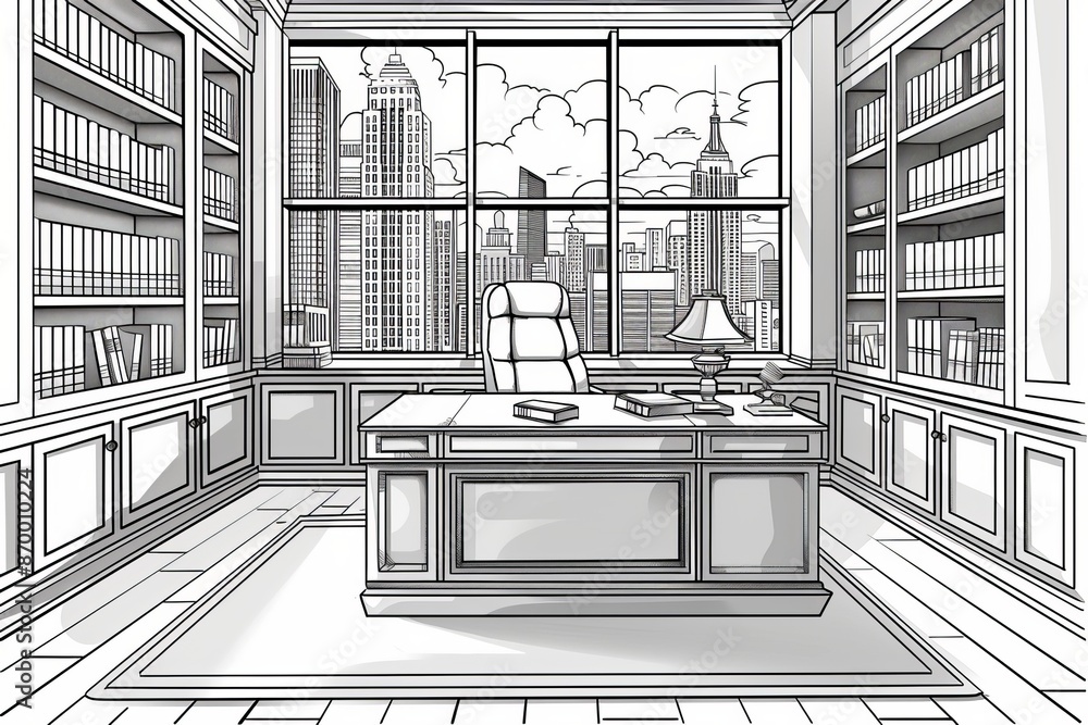 Interior of a classic library in black and white symbolizing knowledge ...