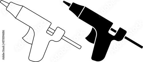 outline silhouette glue gun icon set
