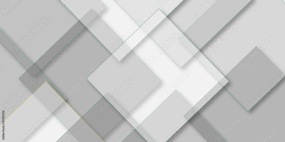 Fototapeta premium Abstract background with lines and minimal geometric white and gray light background. White and grey geometric minimal and square shape banner in bright light with soft shadows as pattern. 