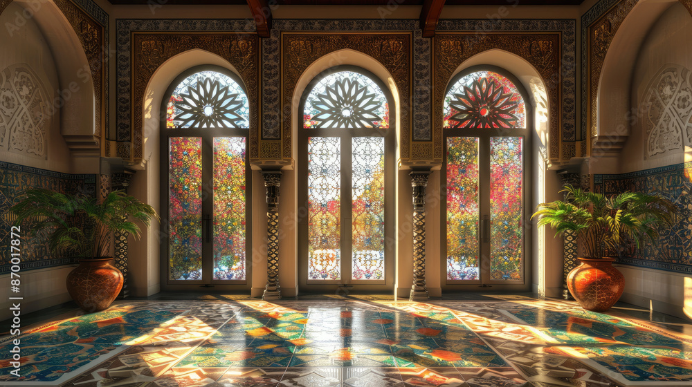 Obraz premium seamless geometric pattern authentic arabian style architecture room