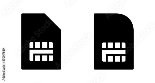 Sim card icon vector isolated on white background. Mobile slot icon. Mobile cellular phone sim card chip.