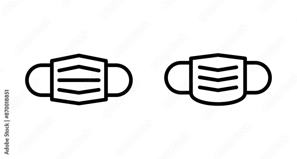 Mask icon vector isolated on white background. Man face with mask icon. Safety breathing masks. Industrial safety N95 mask. Medical mask vector icon. Mask icon vector isolated on white background. Man face with mask icon. Safety breathing masks. Industrial safety N95 mask. Medical mask vector icon.