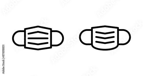 Mask icon vector isolated on white background. Man face with mask icon. Safety breathing masks. Industrial safety N95 mask. Medical mask vector icon.