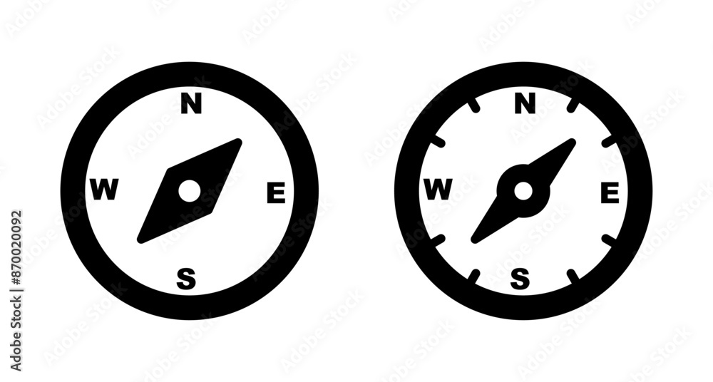 Compass icon vector isolated on white background. Compass vector icon Compass icon vector isolated on white background. Compass vector icon