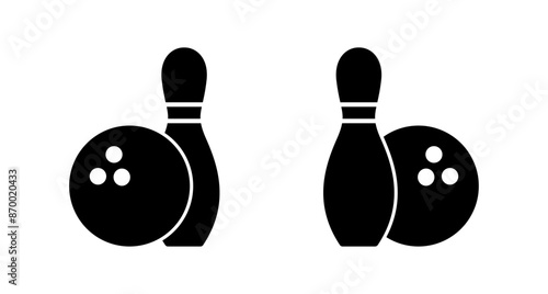 Bowling game Pin Icon vector isolated on white background. Bowling icon, ball and pin