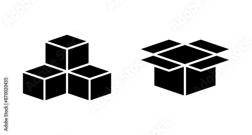 Box icon vector isolated on white background. Cardboard box, packaging open. Box vector icon