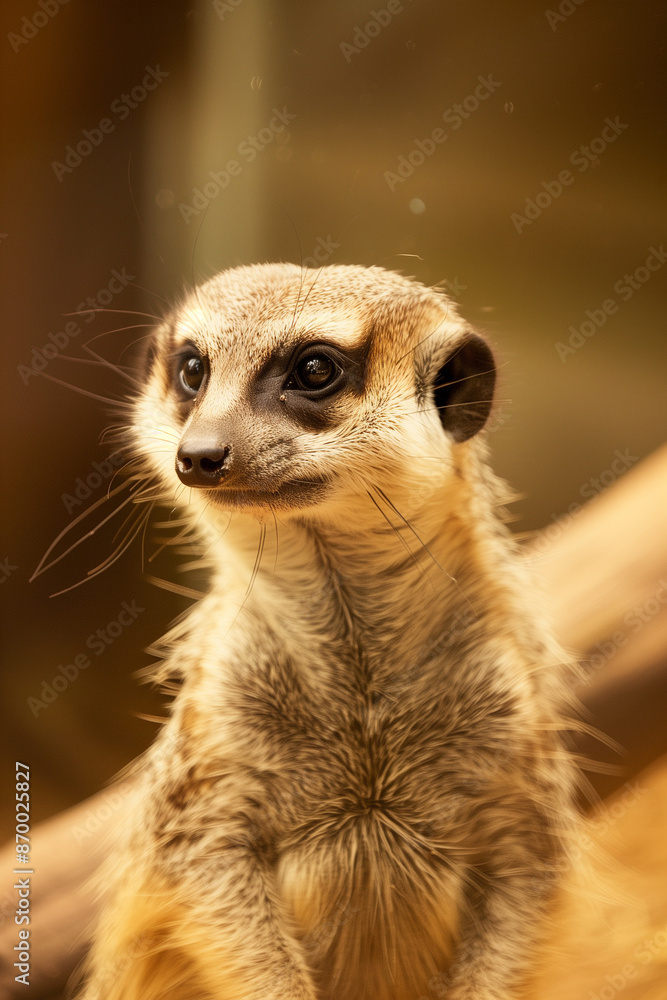 Meerkat Close-Up with Whiskers and Soft Lighting Meerkat Close-Up with Whiskers and Soft Lighting