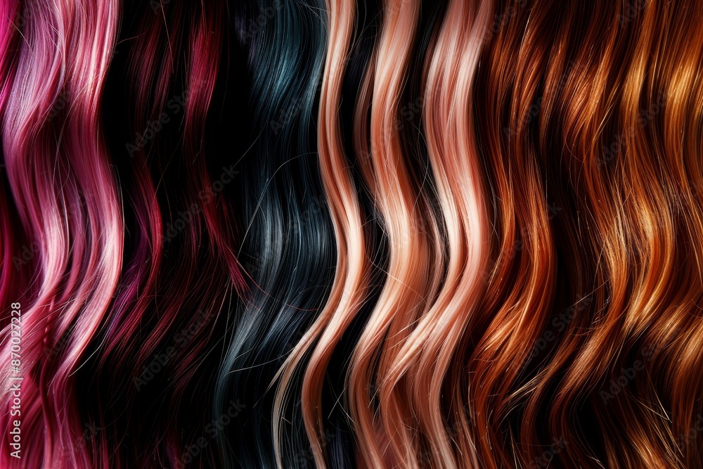 Shiny, natural hair extensions in various colors
