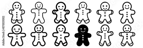 Gingerbread silhouettes set, pack of vector silhouette design, isolated background