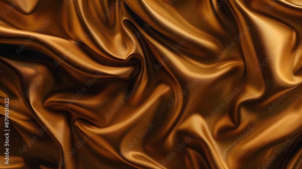 Shiny Silk Fabric Waves on Elegant Dark Gold Background Shiny Silk Fabric Waves on Elegant Dark Gold Background
