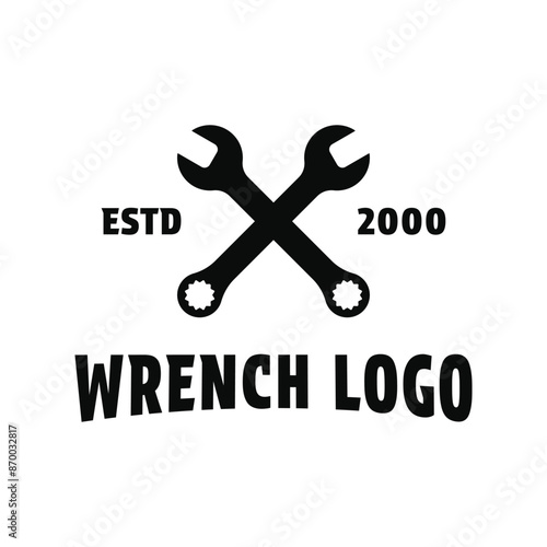 wrench crossed logo design vintage retro style