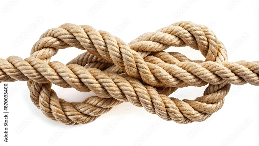Nautical rope knot. Square knot isolated on white background. Nautical rope knot. Square knot isolated on white background.
