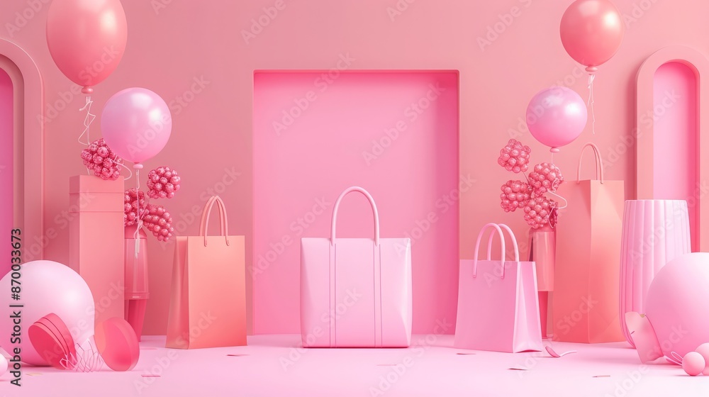 3D social media promotion. Online shop banner for product placement. Poster or card 3D social media promotion. Online shop banner for product placement. Poster or card