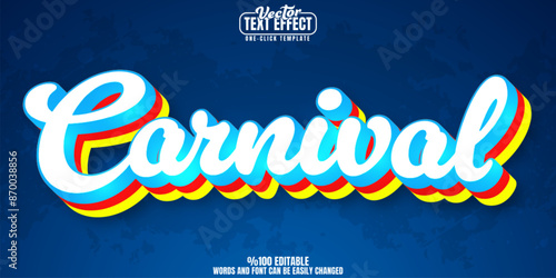 Carnival editable text effect, customizable festival and amusement 3D font style
