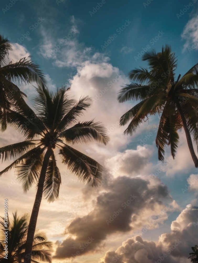 palm trees on the beach at sunset palm trees on the beach at sunset
