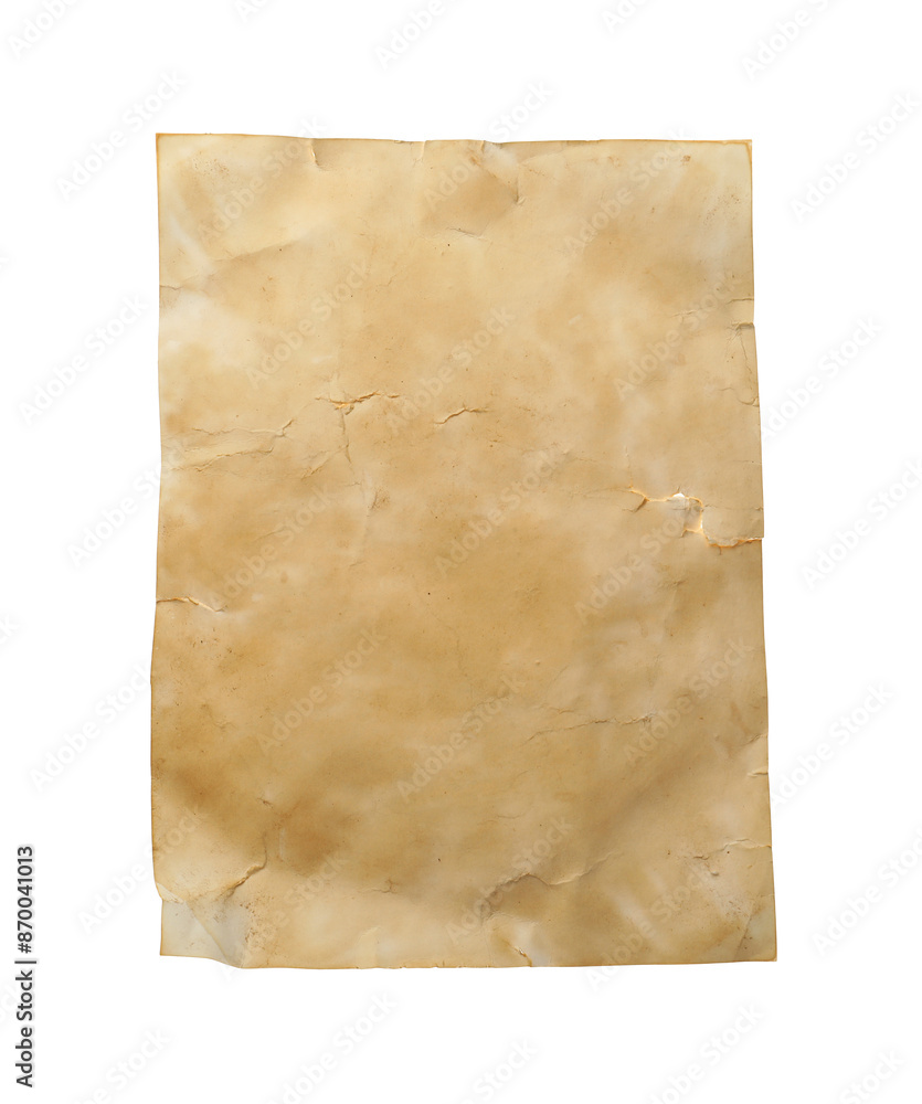 Sheet of old parchment paper isolated on white Sheet of old parchment paper isolated on white
