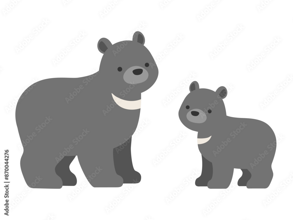 クマの親子のイラスト