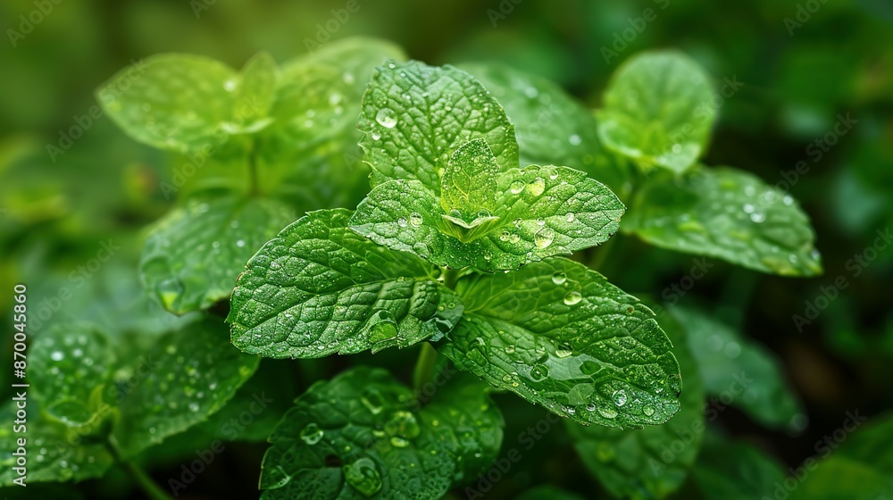Fresh Minty Herb in Garden Setting Fresh Minty Herb in Garden Setting