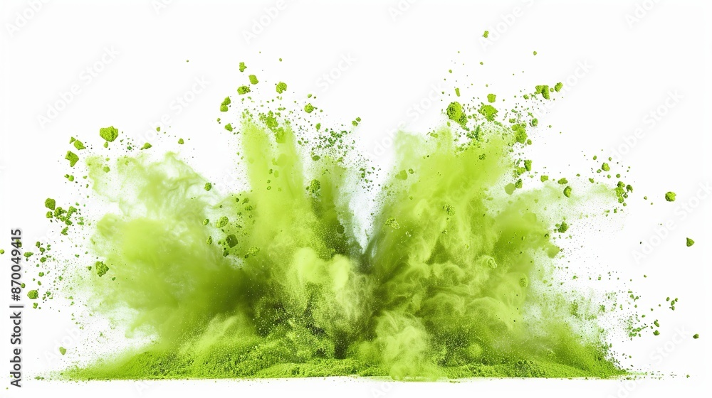 Green powder explosion isolated on white background, Ai Generated Green powder explosion isolated on white background, Ai Generated