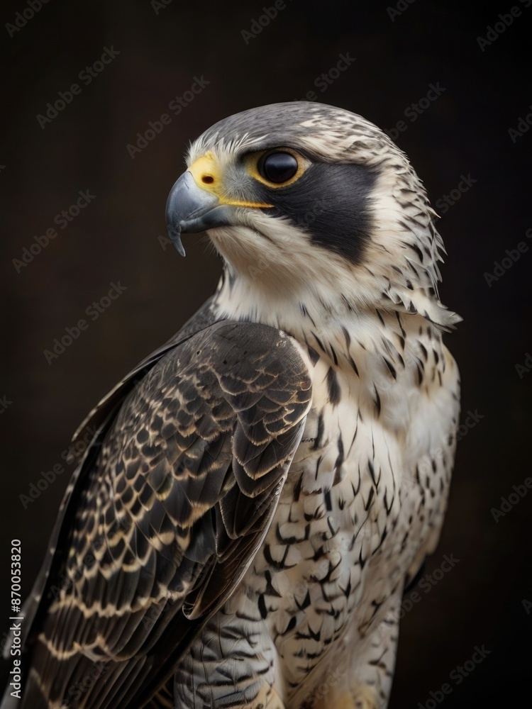 a close-up of a peregrine falcon on a black background a close-up of a peregrine falcon on a black background