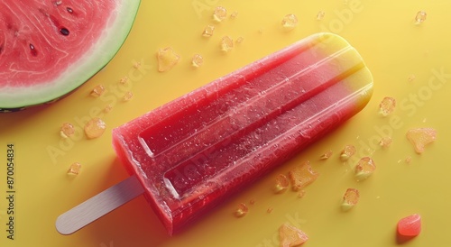 Watermelon Popsicle With Slices on Pink Background