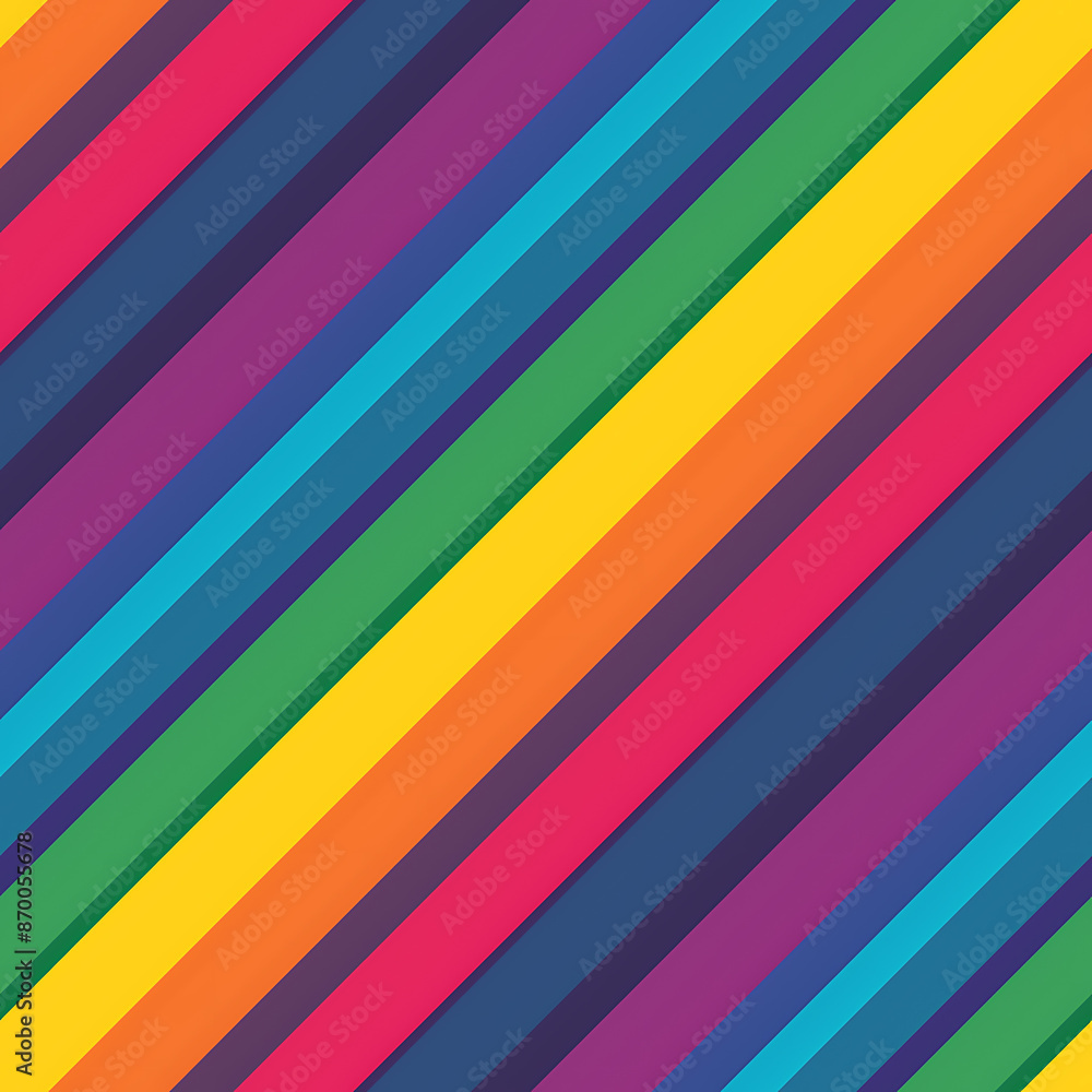 Obraz premium Diagonal Rainbow Stripes, Seamless Pattern