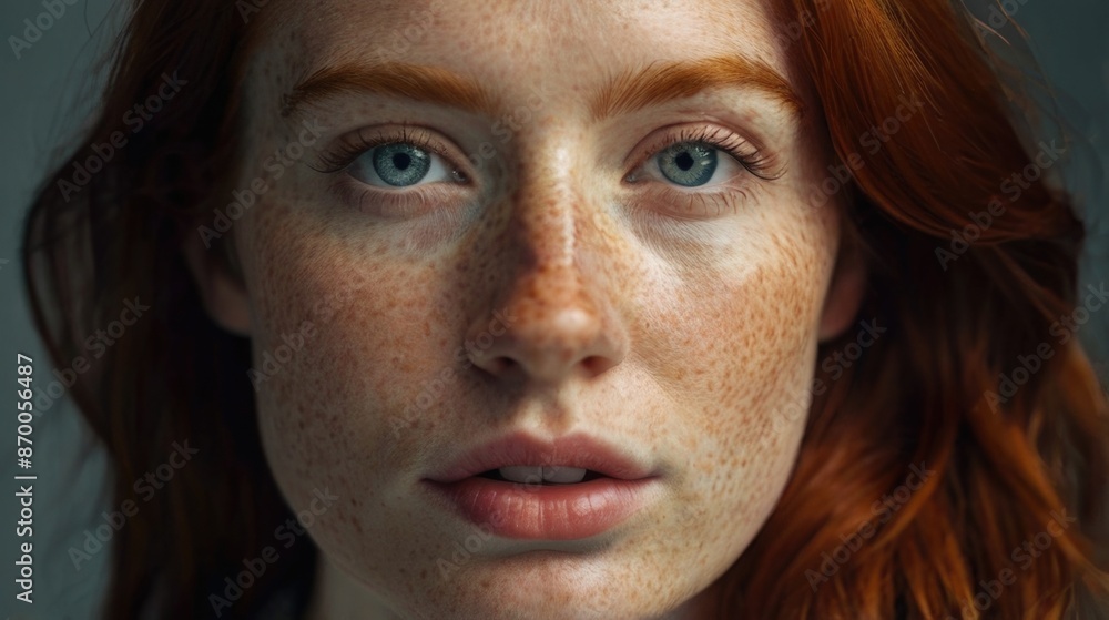 a close-up of a woman with freckles a close-up of a woman with freckles