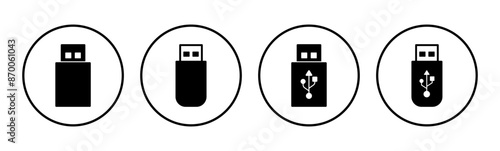 Usb icon set. Flash disk icon vector