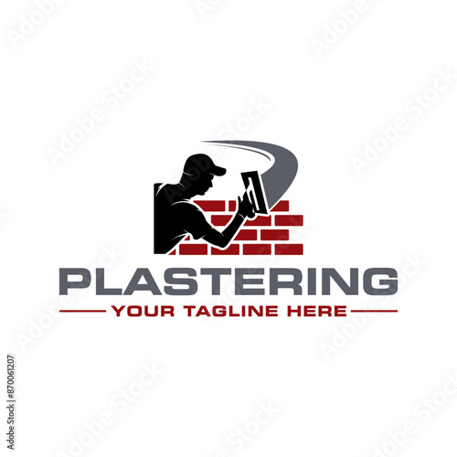 Plastering template logo design. illustration