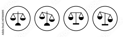 Scales icon set . Law scale icon. Justice sign