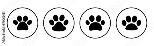 Paw icon set. paw print icon vector. dog or cat paw