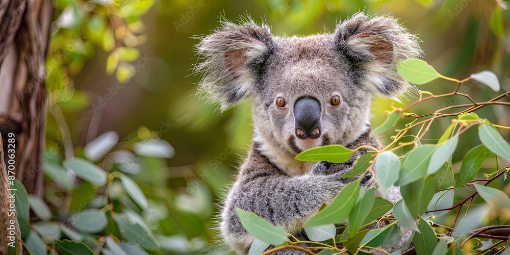 Koala bear in the eucalyptus tree, generative AI Koala bear in the eucalyptus tree, generative AI