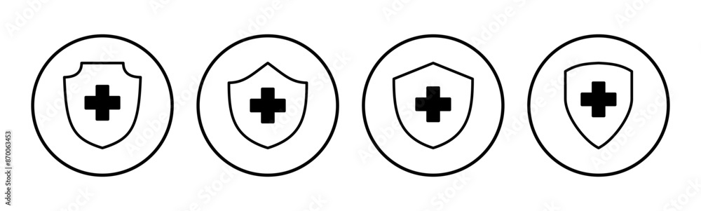 Obraz premium Health insurance icon set. Insurance health document icon