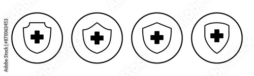 Health insurance icon set. Insurance health document icon