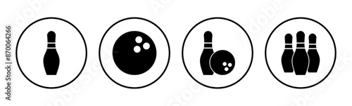 Bowling icon set. bowling ball and pin icon. bowling pins