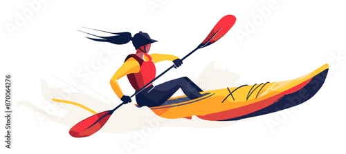 Female athlete of canoeing slalom minimal illustration