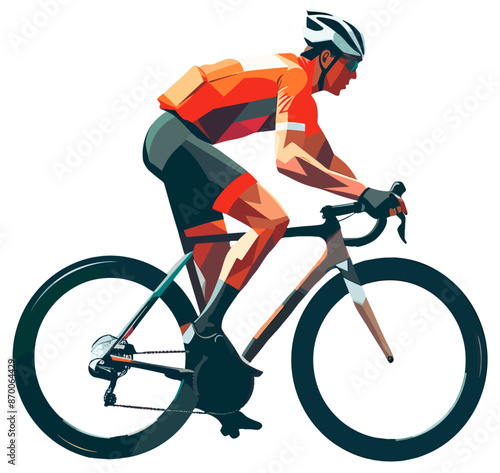 Male cycling road professional athlete, minimal illustration