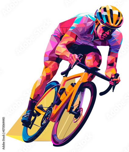 Geometric illustration of professional male cycling road athlete